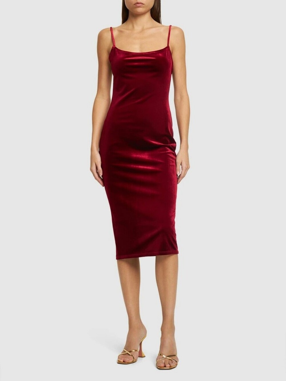 Reformation Red Velvet Midi Slip Dress Size M